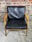 Vintage Scandinavian Armchair in Teak and Black Leather, 1970s, Image 2