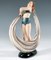 Art Deco Posing Dancer with Cloth Figurine attributed to Stephan Dakon for Keramos, Vienna, 1945 3
