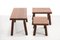 Tavolini ad incastro brutalisti in quercia, anni '70, set di 3, Immagine 3