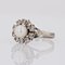 French Modern Cultured Pearl and White Sapphires 18 Karat White Gold Daisy Ring 3