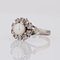 French Modern Cultured Pearl and White Sapphires 18 Karat White Gold Daisy Ring, Image 3