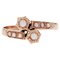 French Fine Pearls 18 Karat Rose Gold You and Me Ring 1