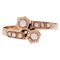 French Fine Pearls 18 Karat Rose Gold You and Me Ring, Image 1