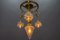 French Louis XVI Style Bronze and Frosted Glass Four-Light Pendant Chandelier, 1920s 5