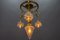 French Louis XVI Style Bronze and Frosted Glass Four-Light Pendant Chandelier, 1920s, Image 5