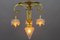 French Louis XVI Style Bronze and Frosted Glass Four-Light Pendant Chandelier, 1920s 3