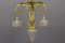 French Louis XVI Style Bronze and Frosted Glass Four-Light Pendant Chandelier, 1920s 2