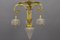 French Louis XVI Style Bronze and Frosted Glass Four-Light Pendant Chandelier, 1920s, Image 2