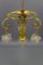 French Louis XVI Style Bronze and Frosted Glass Four-Light Pendant Chandelier, 1920s 15