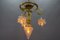 French Louis XVI Style Bronze and Frosted Glass Four-Light Pendant Chandelier, 1920s, Image 13