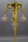 French Louis XVI Style Bronze and Frosted Glass Four-Light Pendant Chandelier, 1920s 20