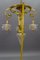 French Louis XVI Style Bronze and Frosted Glass Four-Light Pendant Chandelier, 1920s, Image 20