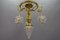 French Louis XVI Style Bronze and Frosted Glass Four-Light Pendant Chandelier, 1920s 14