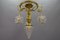 French Louis XVI Style Bronze and Frosted Glass Four-Light Pendant Chandelier, 1920s, Image 14