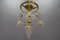 French Louis XVI Style Bronze and Frosted Glass Four-Light Pendant Chandelier, 1920s, Image 6