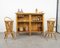 Bamboo and Rattan Cabinet Bar with Stools attributed to Tito Agnoli, Italy, 1950s, Set of 3, Image 9