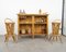 Mueble de bar de bambú y ratán con taburetes atribuidos a Tito Agnoli, Italia, años 50. Juego de 3, Imagen 9