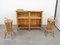 Mueble de bar de bambú y ratán con taburetes atribuidos a Tito Agnoli, Italia, años 50. Juego de 3, Imagen 4