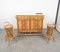 Bamboo and Rattan Cabinet Bar with Stools attributed to Tito Agnoli, Italy, 1950s, Set of 3 2