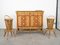 Bamboo and Rattan Cabinet Bar with Stools attributed to Tito Agnoli, Italy, 1950s, Set of 3 11