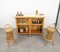 Bamboo and Rattan Cabinet Bar with Stools attributed to Tito Agnoli, Italy, 1950s, Set of 3, Image 10