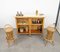 Mueble de bar de bambú y ratán con taburetes atribuidos a Tito Agnoli, Italia, años 50. Juego de 3, Imagen 10