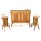 Mueble de bar de bambú y ratán con taburetes atribuidos a Tito Agnoli, Italia, años 50. Juego de 3, Imagen 1