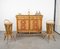 Mueble de bar de bambú y ratán con taburetes atribuidos a Tito Agnoli, Italia, años 50. Juego de 3, Imagen 12