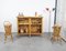 Bamboo and Rattan Cabinet Bar with Stools attributed to Tito Agnoli, Italy, 1950s, Set of 3, Image 7