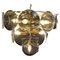 Lámpara de araña con discos de cristal de Murano ahumado atribuida a Vistosi, años 70, Imagen 1