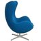Egg Chair con poggiapiedi in tessuto blu di Arne Jacobsen, set di 2, Immagine 2