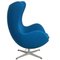 Silla Egg con otomana de tela azul de Arne Jacobsen. Juego de 2, Imagen 2