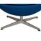 Egg Chair with Ottoman in Blue Fabric by Arne Jacobsen, Set of 2 11
