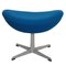 Egg Chair with Ottoman in Blue Fabric by Arne Jacobsen, Set of 2, Image 14