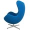 Egg Chair con poggiapiedi in tessuto blu di Arne Jacobsen, set di 2, Immagine 7
