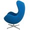 Egg Chair with Ottoman in Blue Fabric by Arne Jacobsen, Set of 2 7