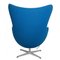 Egg Chair with Ottoman in Blue Fabric by Arne Jacobsen, Set of 2 3