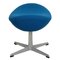 Egg Chair with Ottoman in Blue Fabric by Arne Jacobsen, Set of 2 17