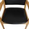 Poltrona Pp-513 in quercia e pelle nera di Hans Wegner, anni '90, Immagine 3