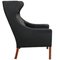 Wingchair with Ottoman in Black Leather by Børge Mogensen, 1980s, Set of 2 10