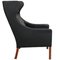 Wingchair with Ottoman in Black Leather by Børge Mogensen, 1980s, Set of 2, Image 10