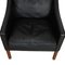 Wingchair with Ottoman in Black Leather by Børge Mogensen, 1980s, Set of 2 5