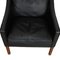 Wingchair with Ottoman in Black Leather by Børge Mogensen, 1980s, Set of 2, Image 5