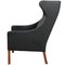 Wingchair with Ottoman in Black Leather by Børge Mogensen, 1980s, Set of 2, Image 11