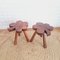 Spanish Brutalist Leaf Shaped Tripod Stools, 1970s, Set of 2 4