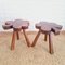 Spanish Brutalist Leaf Shaped Tripod Stools, 1970s, Set of 2, Image 3