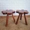 Spanish Brutalist Leaf Shaped Tripod Stools, 1970s, Set of 2, Image 11