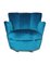 Art Deco Turquoise Blue Velvet Cocktail Chair with Metal Feet, 1930s 1