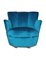 Art Deco Turquoise Blue Velvet Cocktail Chair with Metal Feet, 1930s, Image 1