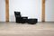 Model 620 Swivel Lounge Chair with Ottoman in Black Leather by Dieter Rams for Vitsoe, 1982, Set of 2 3